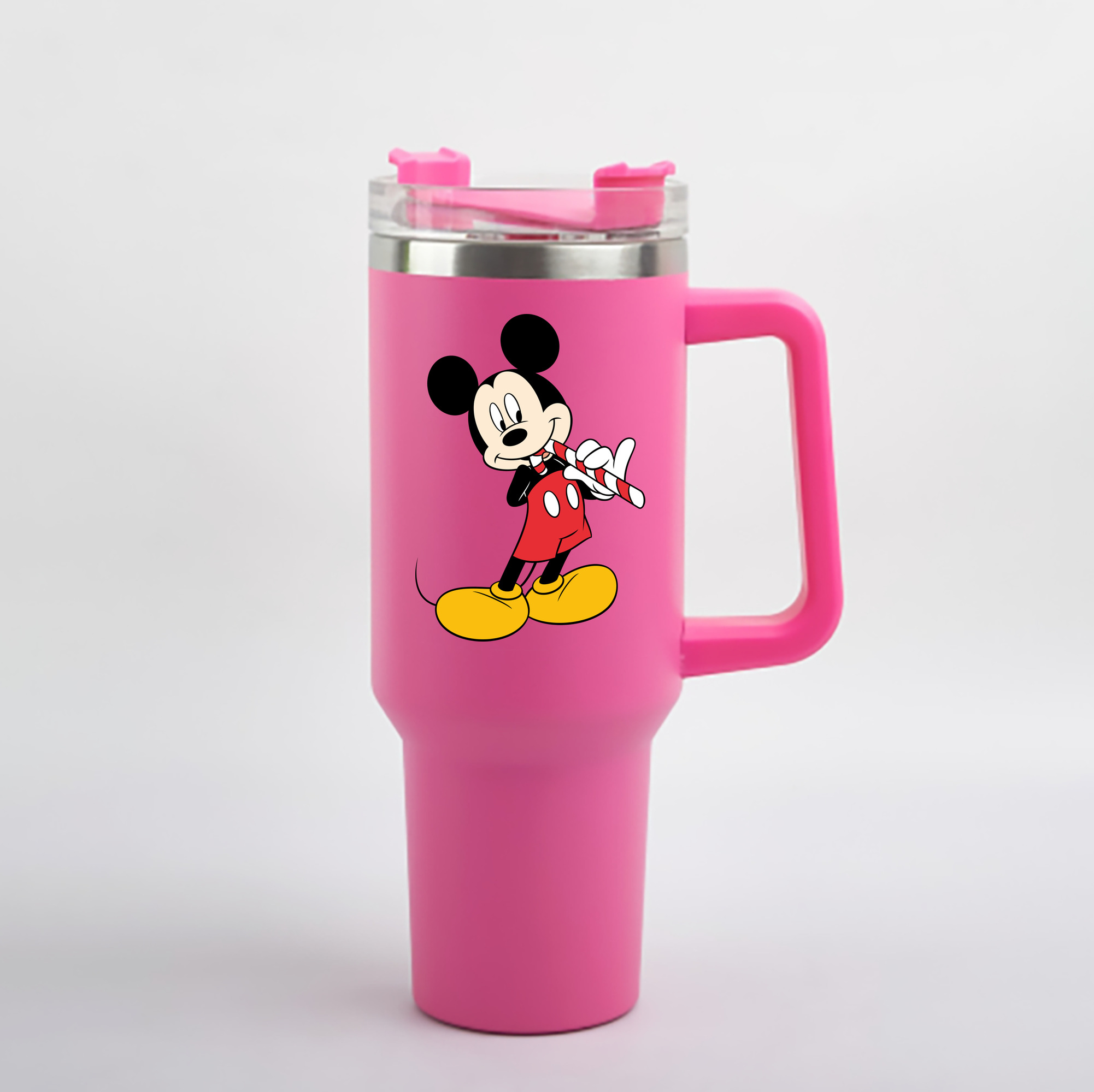 （画像用） ミッキーマウス Mickey Mouse 1200mL車用タンブラー - クリスタルステッカー（プラスチックストロー付き）
